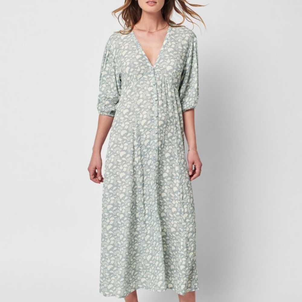 Like New Faherty Havana Midi Dress in Smoke Echo Floral - XS